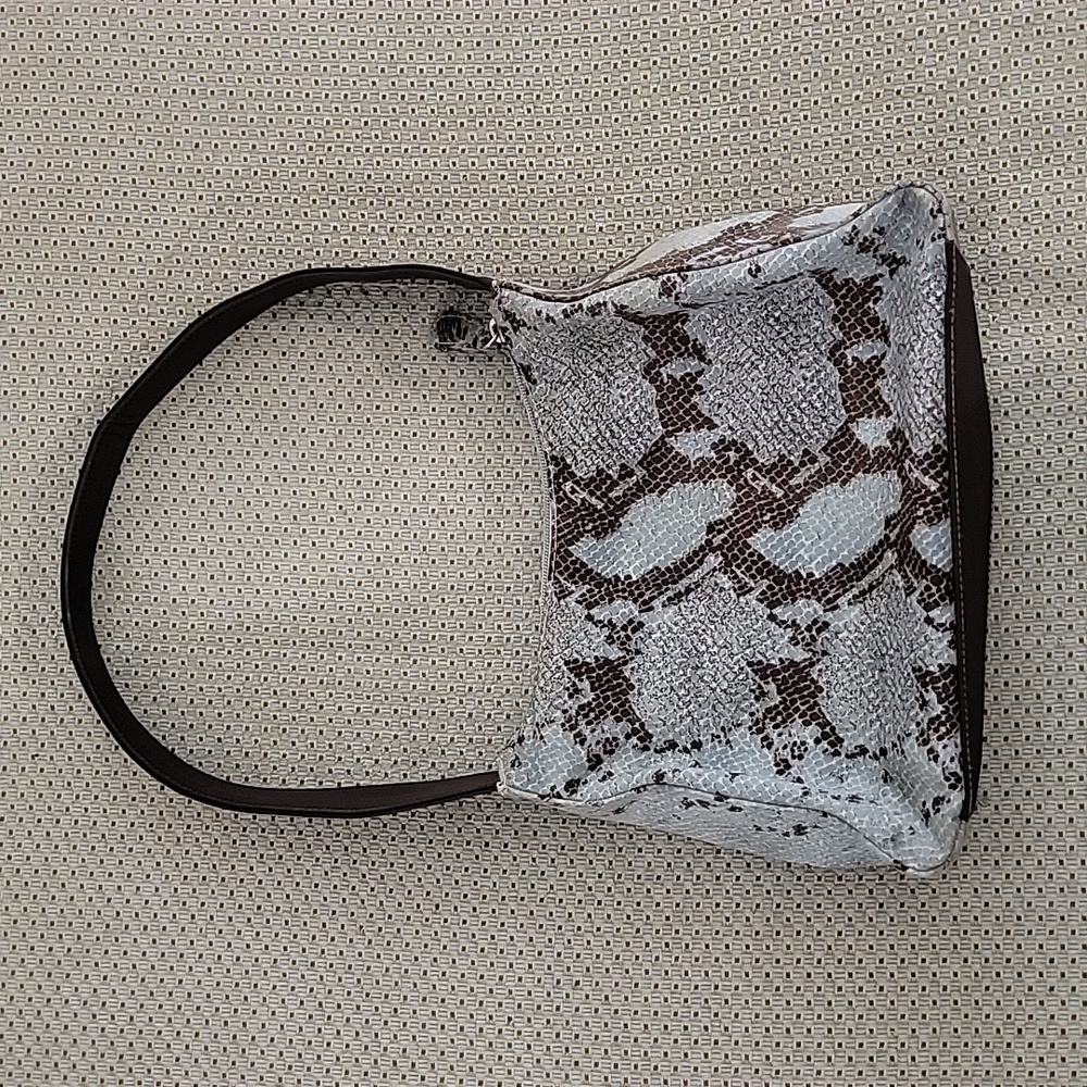 EUC Liz Claiborne Baby Blue & Brown Snakeskin Print Small Shoulder Bag